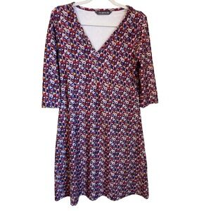 NuuMuu Size M Athletic Dress Kaleidoscope Print Multicolor V-Neck 3/4 Sleeve